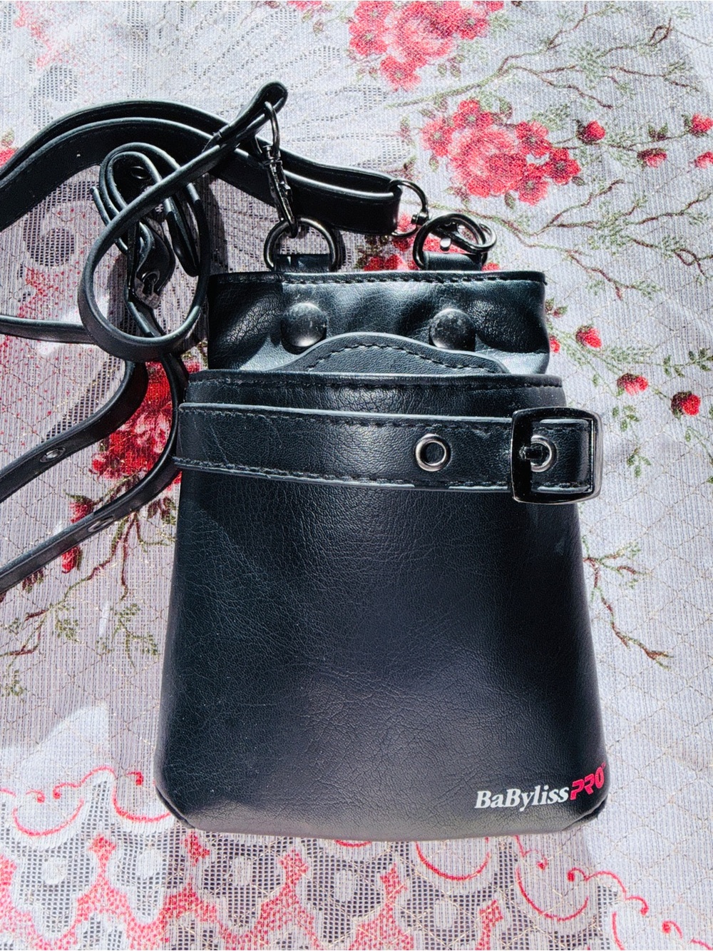 BaByliss Black Crossbody Leather Look Hairstylist Scissors Pouch Tool  ✂️